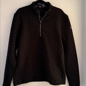 Greyson 1/4 Zip Long Sleeve Mens Large L Black  Quilted Wolf Print Shirt
